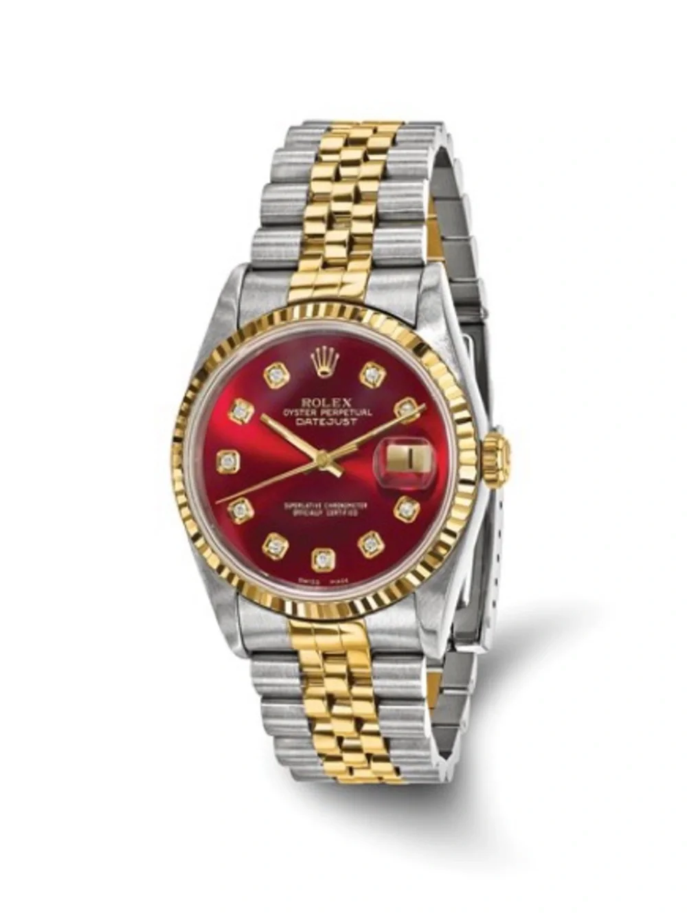 Pre-Owned Rolex 36mm Datejust - Custom Red Diamond Dial & 18k Gold Fluted Bezel